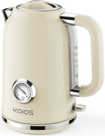 Electric Tea Kettle with Thermometer, KOIOS 1.7L 1500W BPA-Free Stainless Steel Fast Water Boiler with LED Indicator, Cordless Electric Tea Pot