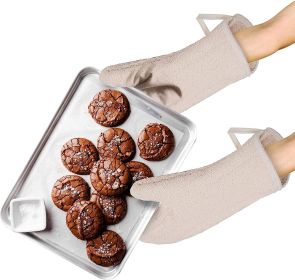 6 Pack Terry Cloth Mitts 13". Industrial Oven Mitts for Heat Care. Heat Resistant Potholders for Baking; Frying; Grilling. Thermal Hand Arm Care. Natu