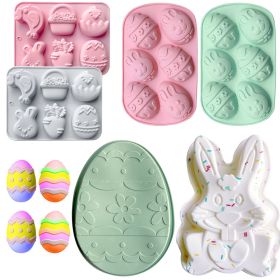 3D Easter Silicone Molds 6 PCS in Large Size and Medium Size, In Shapes of Easter Egg, Bunny, Chicken, Carrot