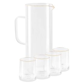 Thyme & Table 5-Piece Harvest Pitcher and 9oz Drinking Glass Set