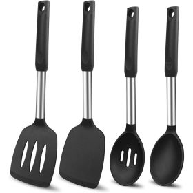 Silicone Cooking Spatulas and Spoons, 4 Pack Heat Resistant Silicone Cooking Utensils Set