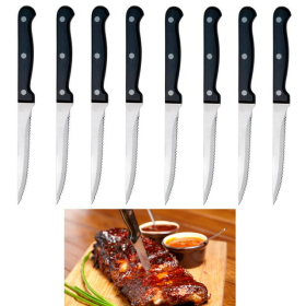 8 Steak Knife Set Serrated Edge Steel Utility Knives Steakhouse Cutlery Utensil