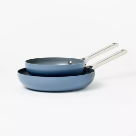 2pk (8" & 10") Aluminum Nonstick Frypan Set (Color: Blue)