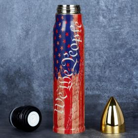 WE THE PEOPLE USA Flag Stainless Steel Bullet Tumbler (Color: 34oz-WE THE PEOPLE)